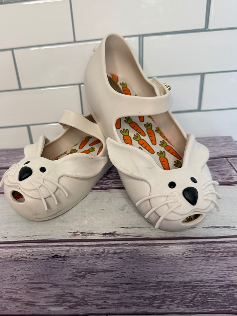 Mini Melissa Ultragirl Rabbit 🐰 Peep Toe Flat Toddler size 9